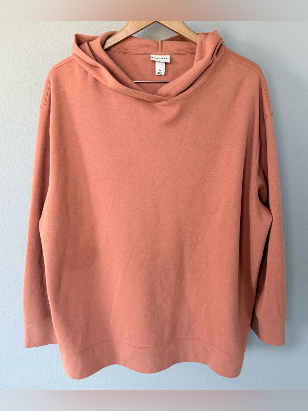 Ava & Viv Peach Coral Cozy Fall Hoodie • Women’s 2X • Transitional Layer